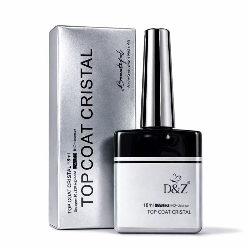 Top Coat Cristal Profissional D&Z 18ml UV/LED Sem Goma – Finalizador Gel Extra Brilho para Unhas