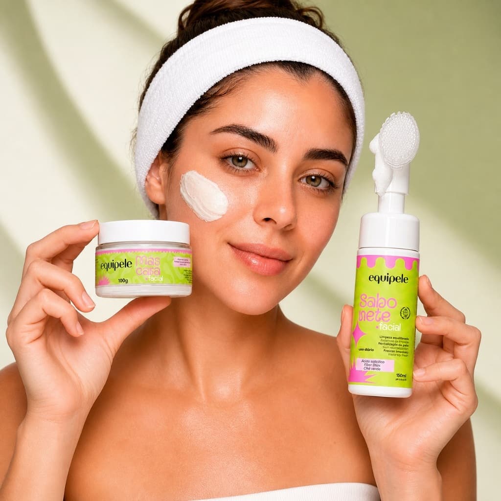Kit Equipele Máscara Facial + Sabonete Facial Skincare Limpeza Hidratante Para Todos os Tipos de Pele