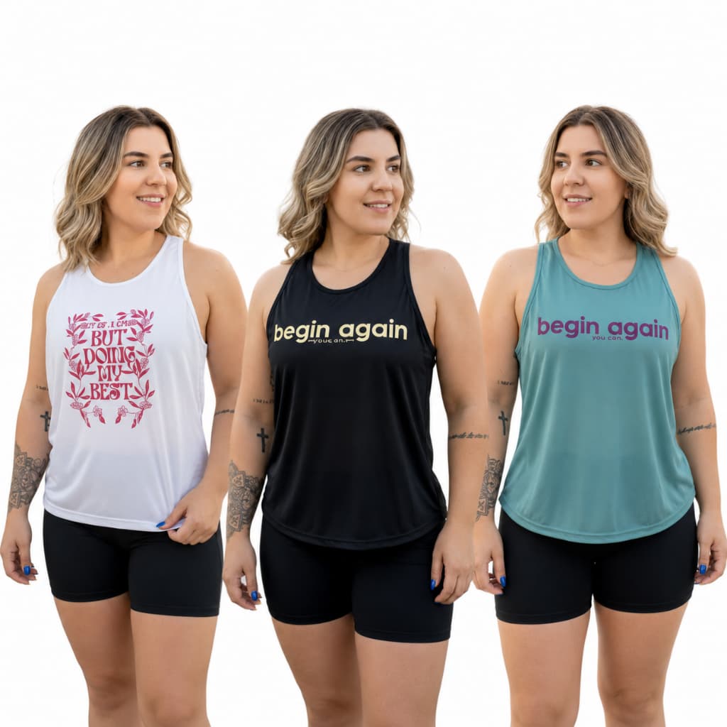 Regata Feminina Kit 3 Peças  Begin Fitness para Academia costas Nadador tecido Respirável