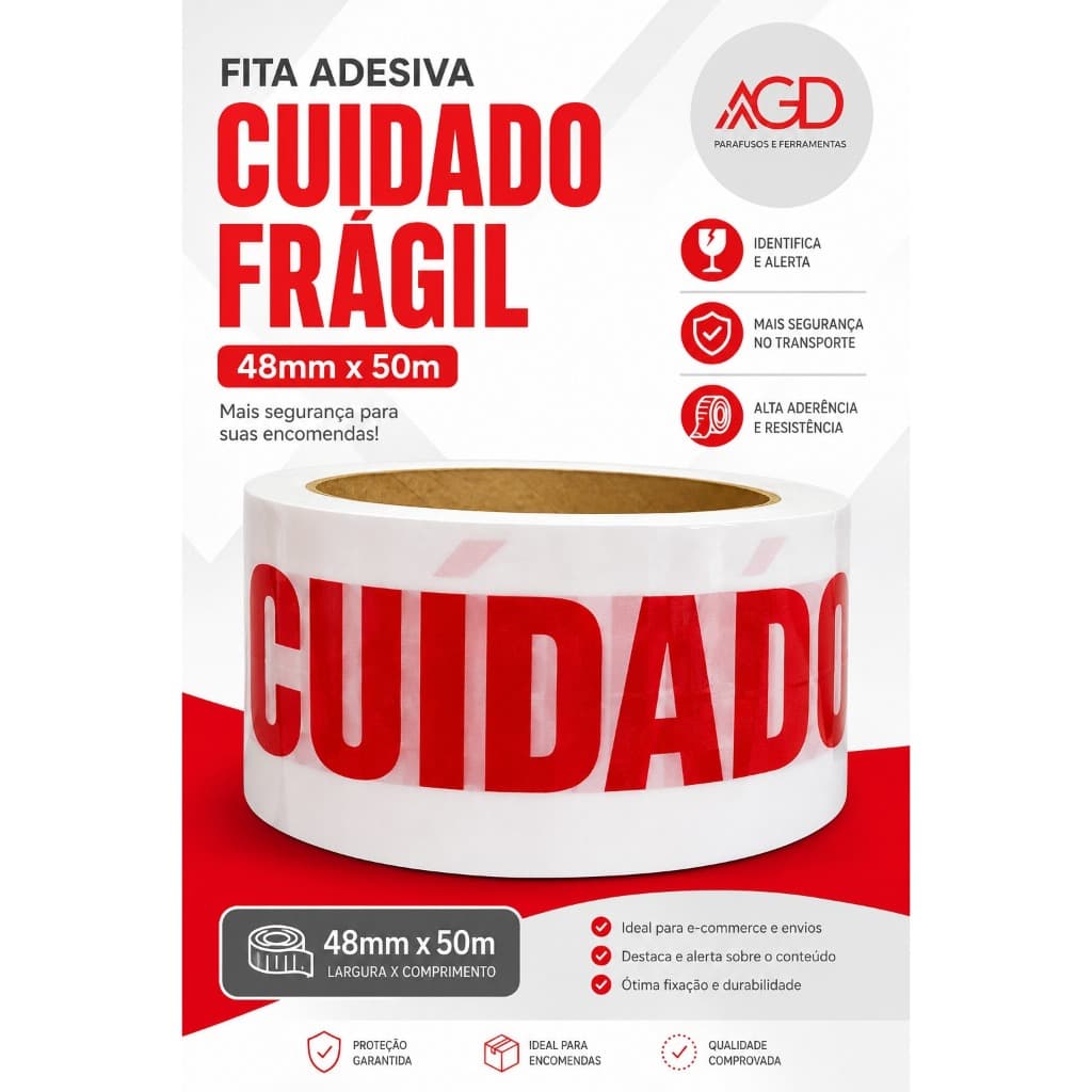 FITA ADESIVA CUIDADO FRÁGIL 48MMX50M