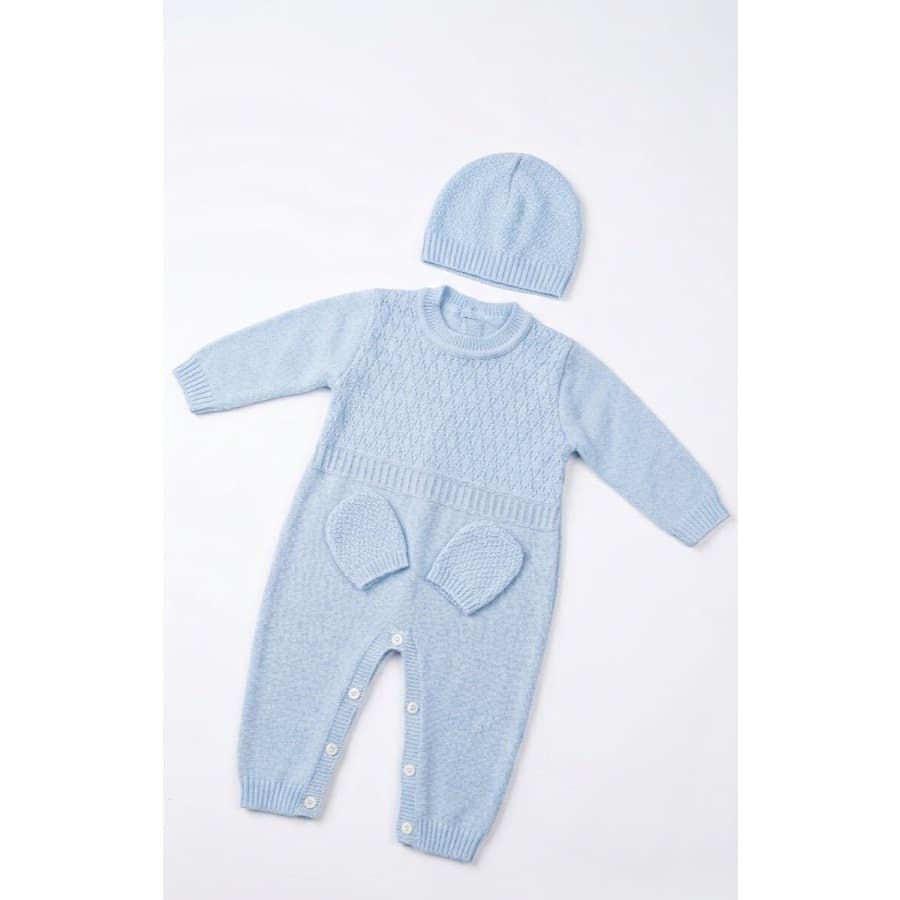Kit com 04 Peças Saída Maternidade Menino Tricô