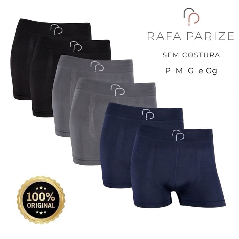Kit 6 Cuecas Rafa Parize Boxer Masculinas Sem Costura Microfibra Multicoloridas Confortáveis P M G GG