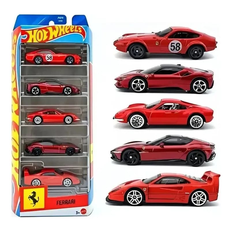Hot Wheels Pack Ferrari 5 Minis Colecionáveis Mattel