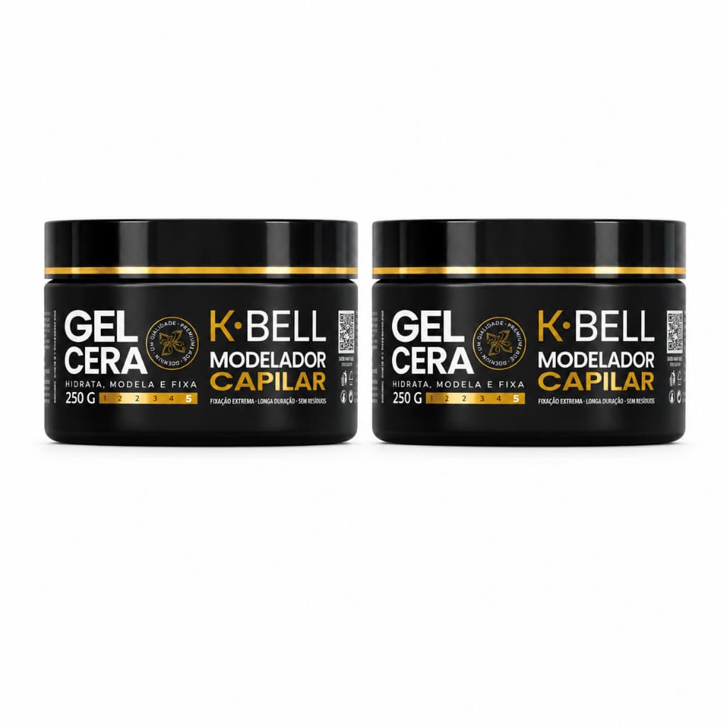 Kit 2 Gel Cera K-Bell Modelador Capilar 250g – Fixação Forte, Brilho e Longa Duração