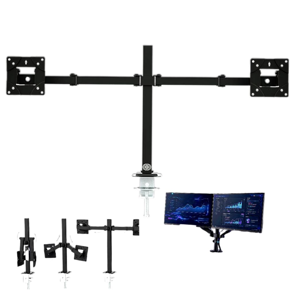Suporte Duplo Para Monitor Zinnia TMS 180 Preto 17 A 32 Polegadas Articulado Mesa Ergonomico Suporte 2 Monitores TMS-180