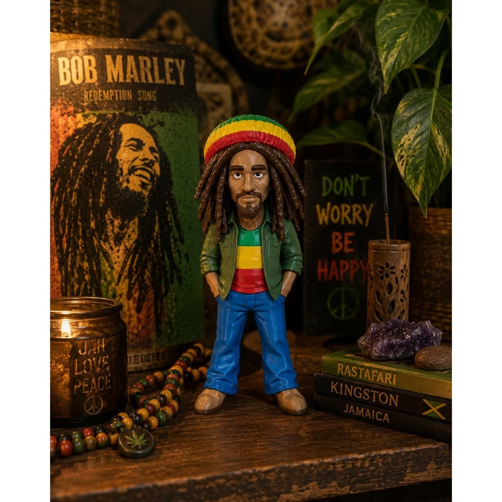 Boneco Bob Marley Decorativo 22cm | Escultura 3D Colecionável | Estátua de Mesa para Decoração