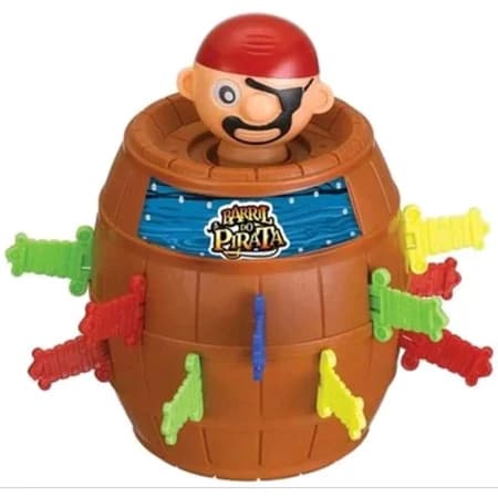 Kit Com 3 (Jogos Do Pirata Barril Pula Brinquedo Espadas Medio 16x10 cm)Presente Criança