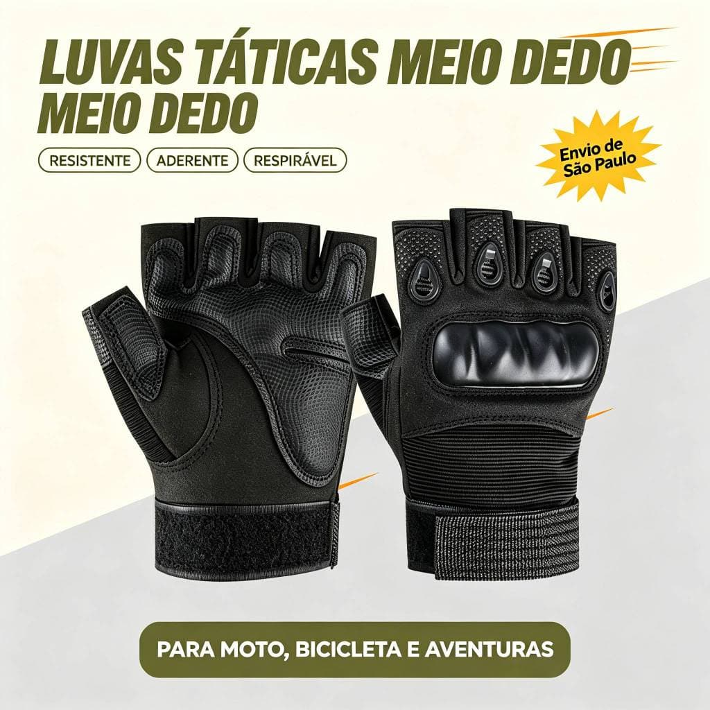 Luvas Táticas Meio Dedo Unissex de Alta Qualidade para Combate, Moto e Ciclismo
