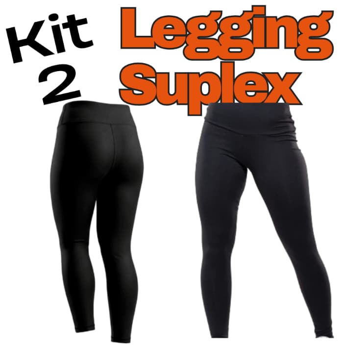 Kit 2 Legging Feminina Esportiva Macia Confortável Cintura Alta Treino Academia