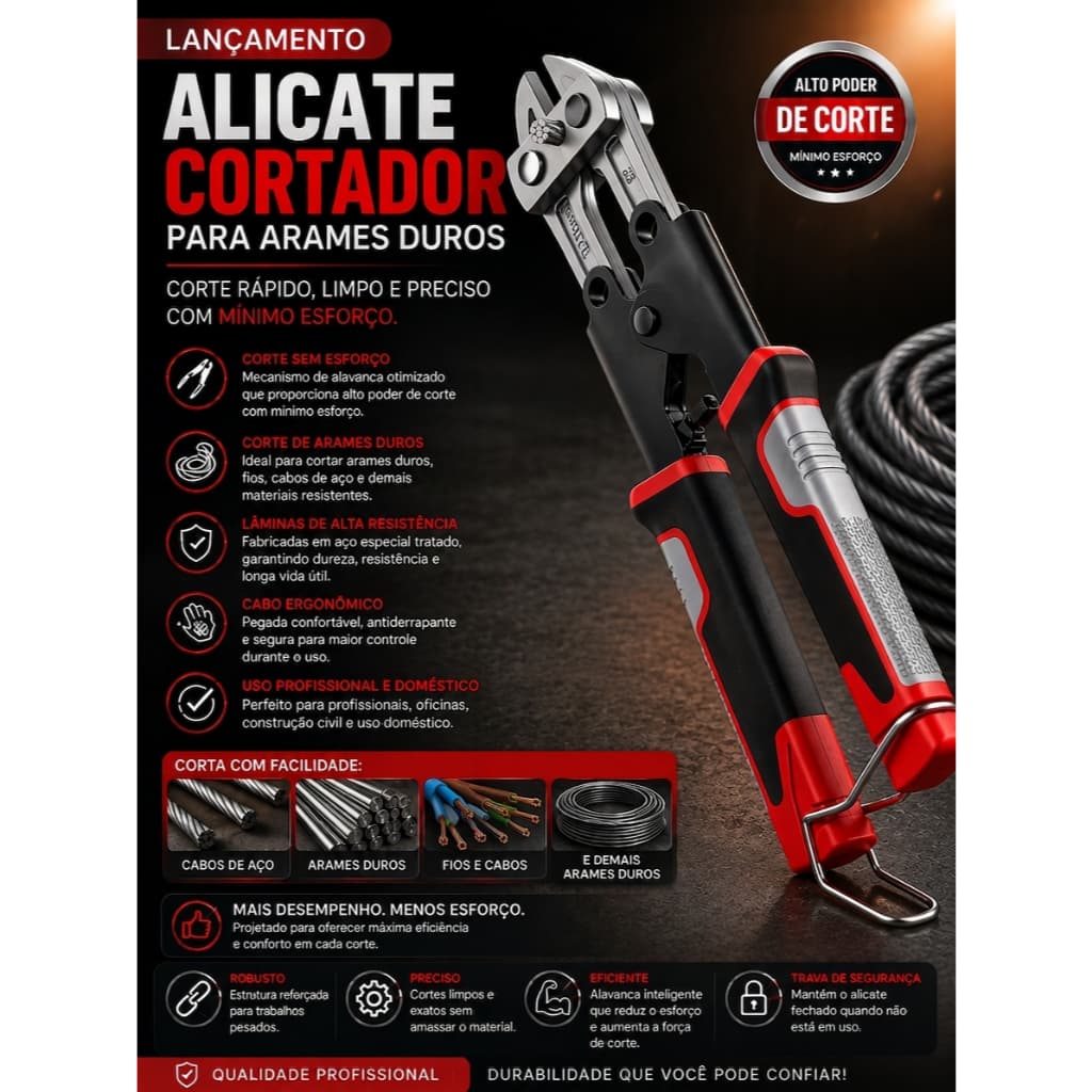 Alicate Universal De Corte Fio Aço Corta Fácil 8 Polegadas alicate fazendeiro