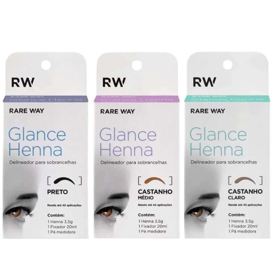 Rare Way Glance Henna Sobrancelhas Castanho Médio Escuro Preto 3,5g