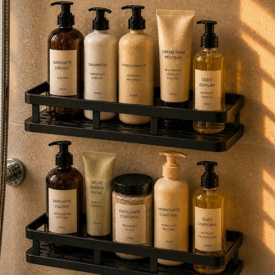 1/2/3 Peças Suporte De Canto e Reto Porta Shampoo Preteleira Para Banheiro Organizador Adesivo Não Precisa Furar