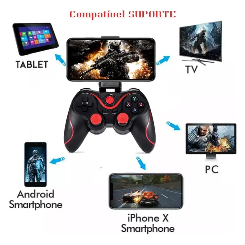 Controle Gamepad Joystick Celular Bluetooth Android Jogos Pc