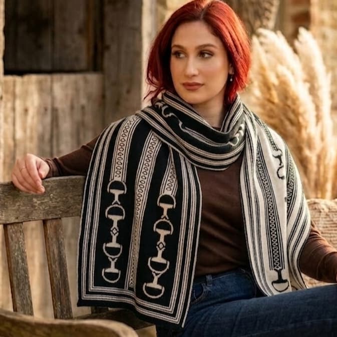 Manta Cachecol Campeira Gaúcha Tricot Inverno Bridão Estribo Prenda Rodeio Country Equestre Pampa Lenço Lenço Capa Baile
