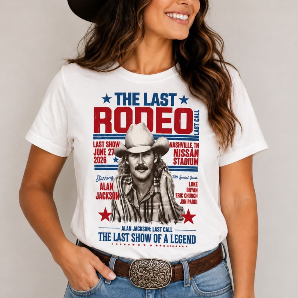 Camiseta Feminina Alan Jackson Country Camisa Rodeio Festa de Peão Algodão Casual Lançamento Básica
