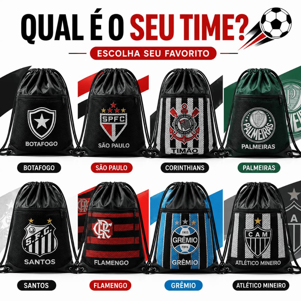 Mochila Saco de Time saquinho Ajustável Futebol Fitnes Corrida Unissex