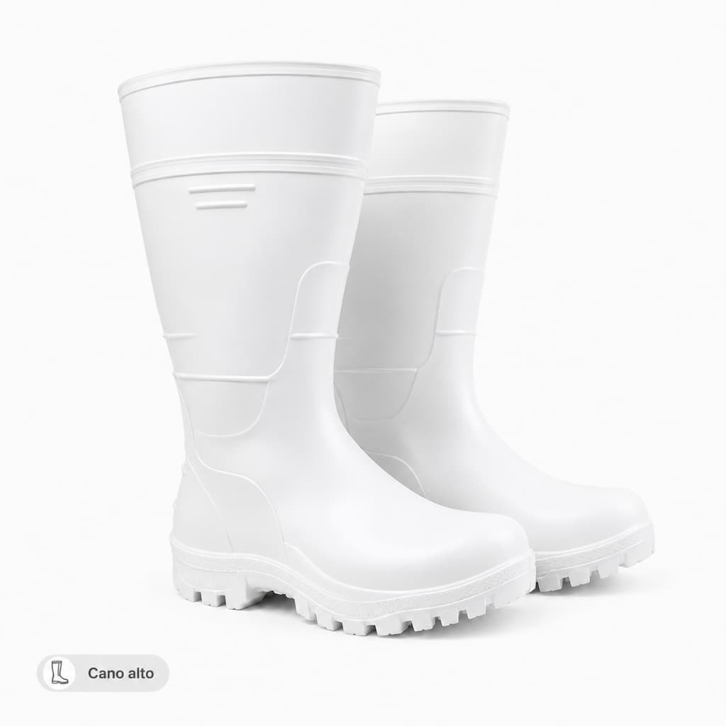 Bota Galocha PVC Branca Cano Longo 32,5cm Impermeável Antiderrapante para Frigorífico Cozinha
