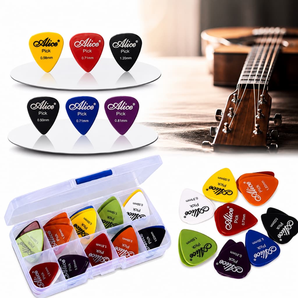 Kit com 10 Palhetas Alice  para Guitarra, Violão, Ukulele, Cavaco Tam 0.58 Até 1.5mm Abs