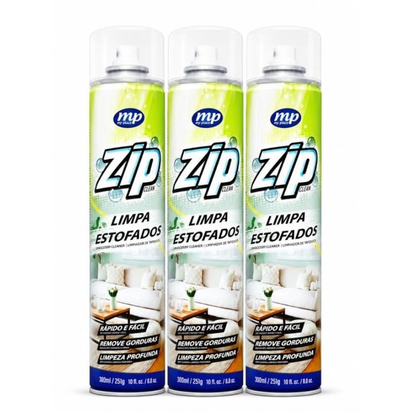 Espuma Spray Zip Clean 300ml Limpa a Seco Sofá, Estofado, Banco de Carro Limpeza Profunda