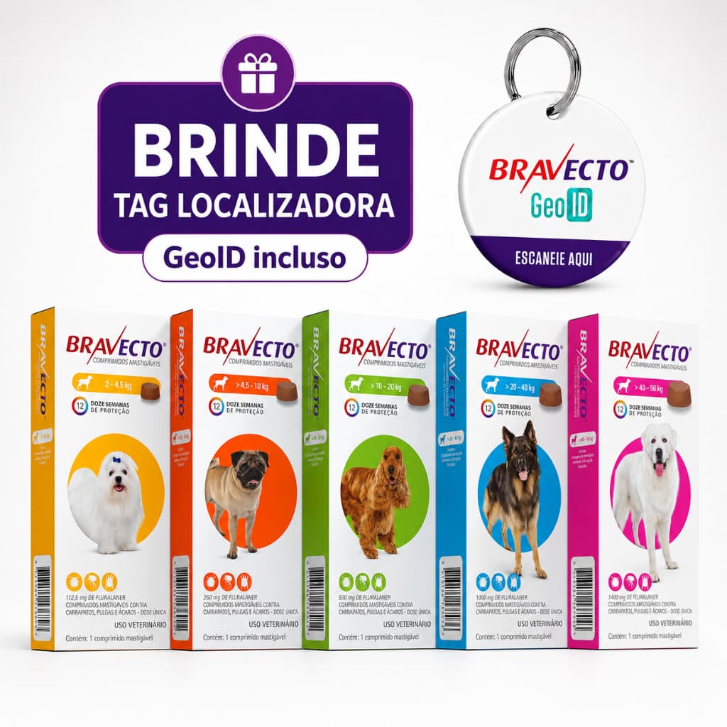 Bravecto Comprimido Antipulgas e Carrapatos para Cães - Todos os Tamanhos