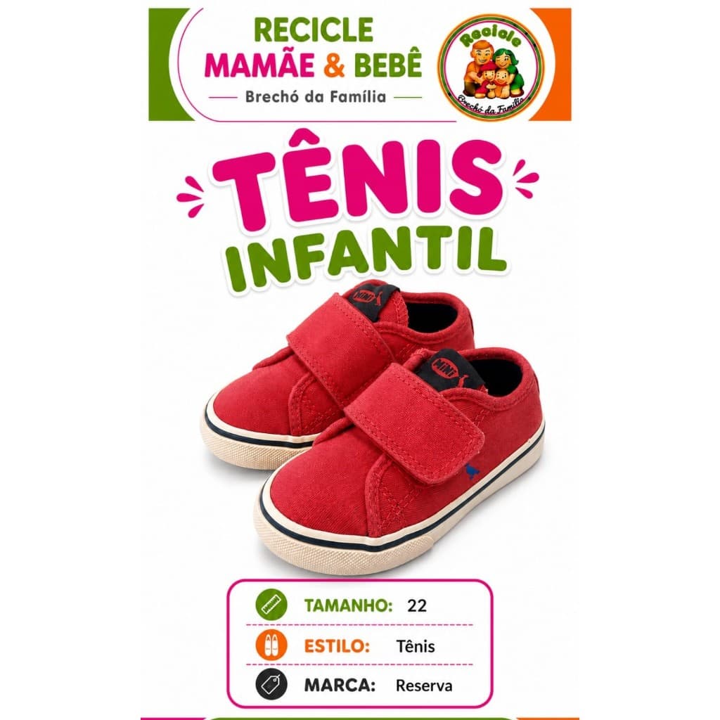 tênis infantil Reserva vermelho(RECICLE MAMÃE E BEBÊ)