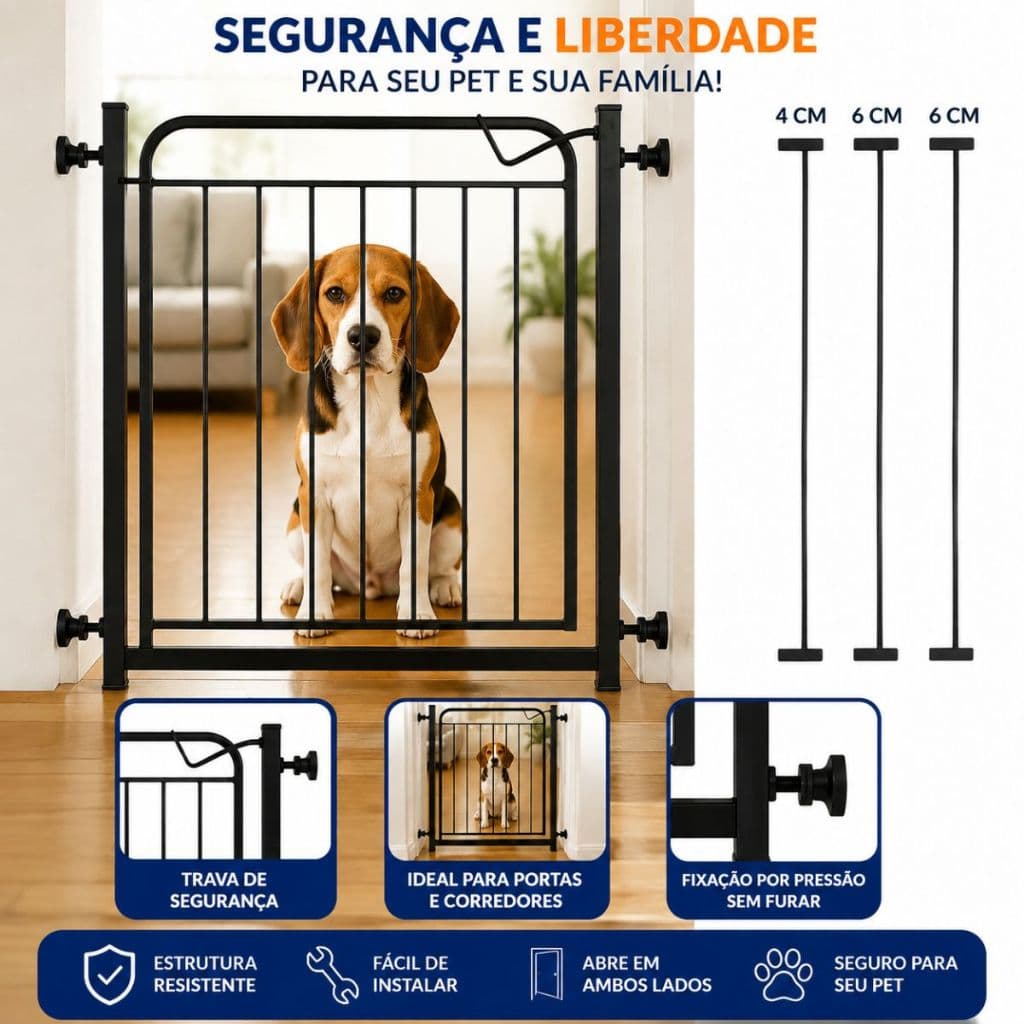 Grade de Proteção Portão Pet  para Cães e Crianças Reforçada Segurança