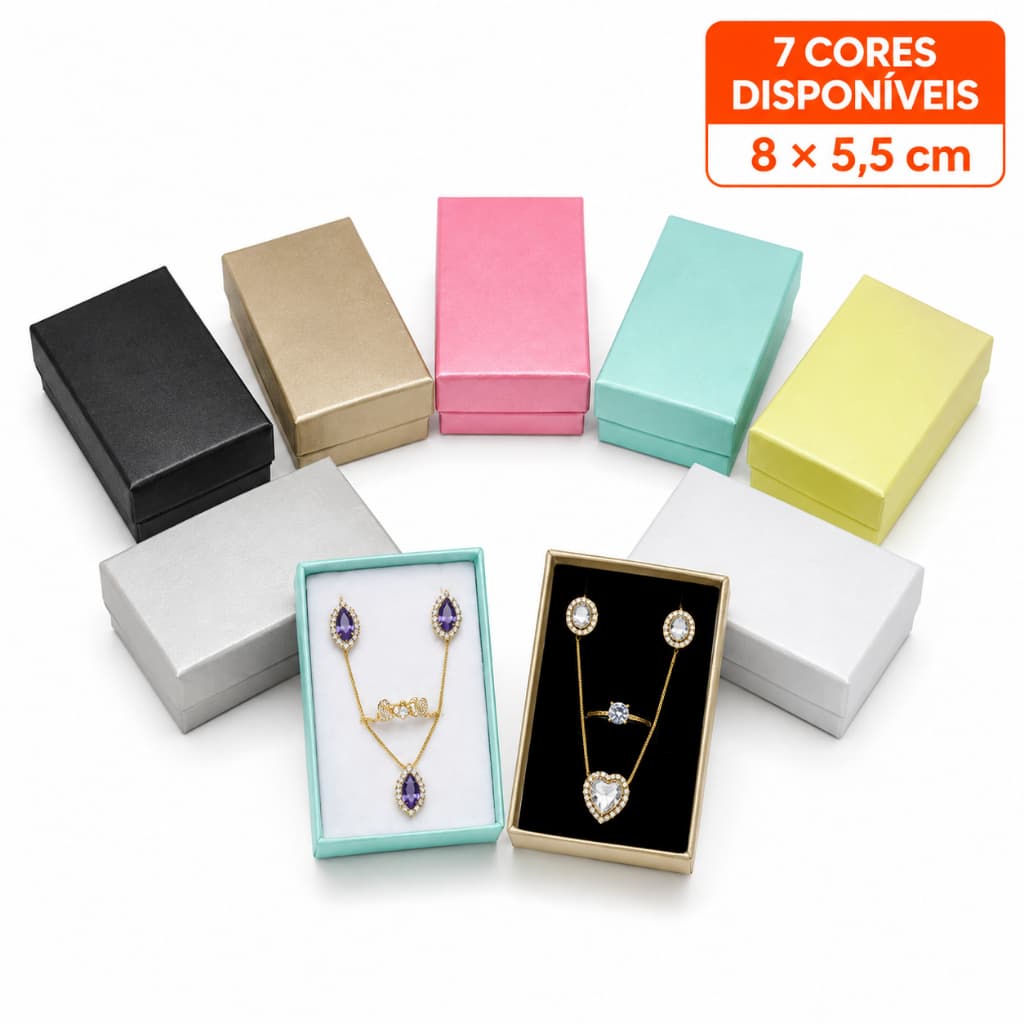 Kit 18/12/6 Caixinha Estojo para Joias em Cartonagem com Berço 8x5,5 cm