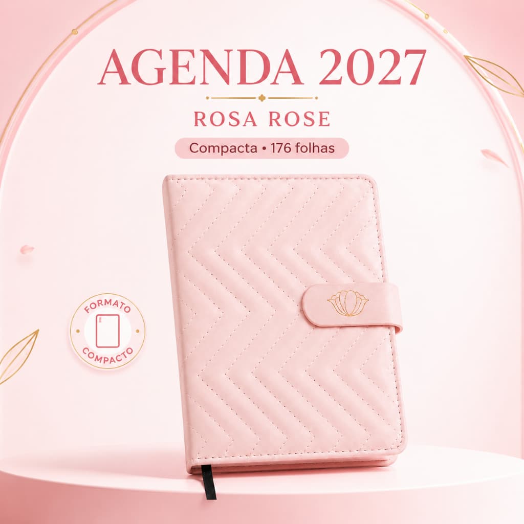 Agenda 2027 Rosa Animativa Compacta 176 Folhas Agenda Anual