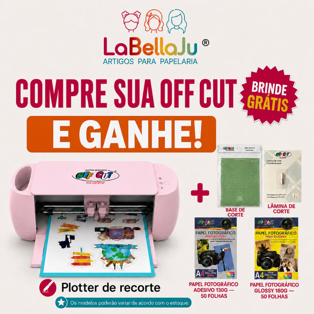 OFF CUT - Plotter de Recorte OFF PAPER + BASE DE CORTE + LÂMINA + 100 FOLHAS