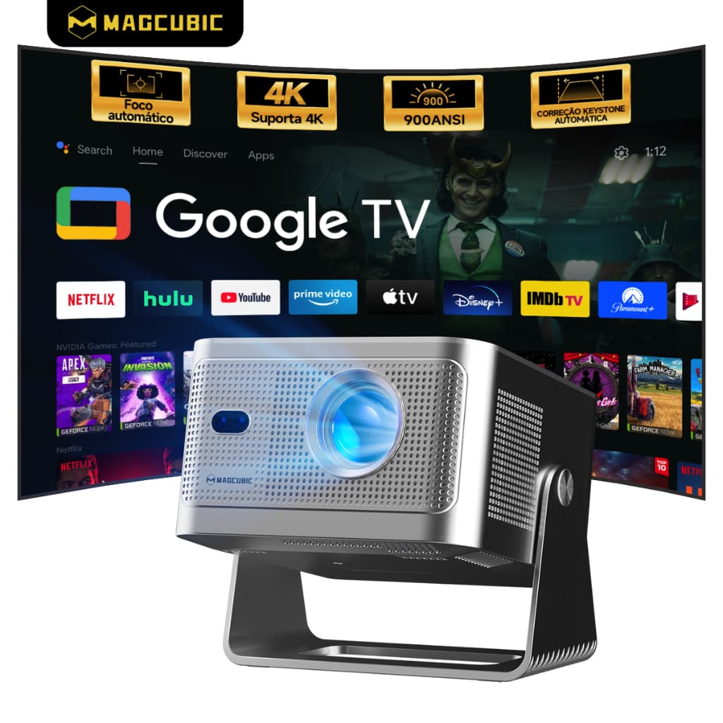 MAGCUBIC HY350GT Smart Mini Projetor 4K Google TV 1080P Full HD foco automático controle de voz