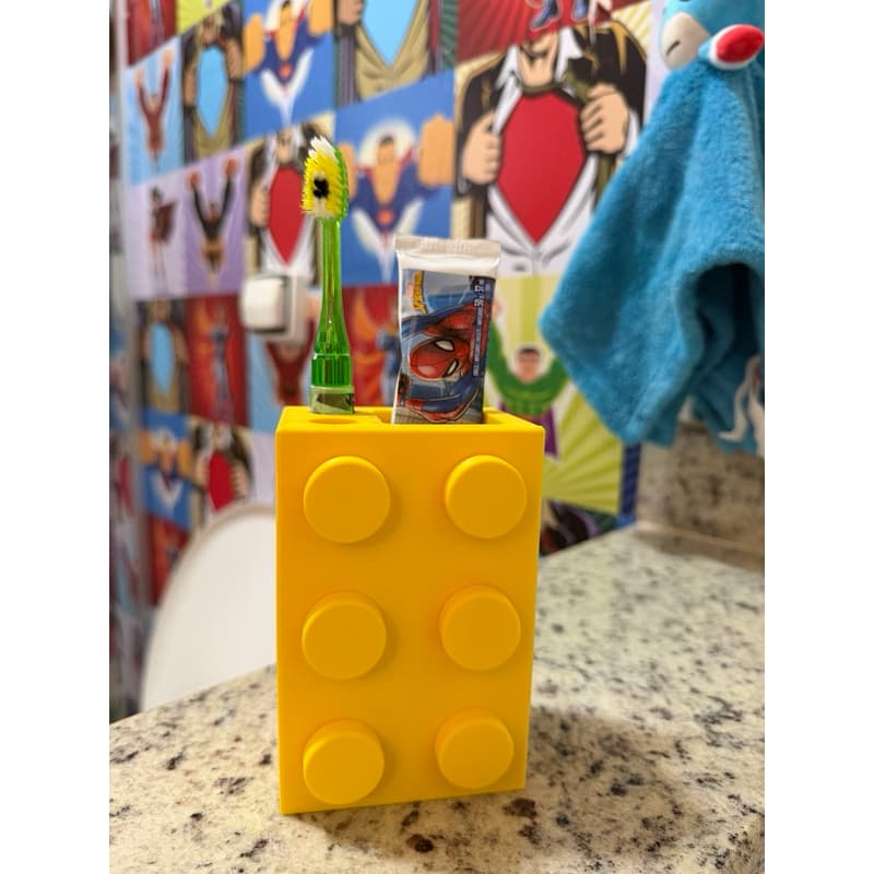 Porta escova Lego Porta Escova de Dente e Pasta Estilo Lego Infantil Bloco de Montar Organizador de Banheiro Criativo 3D