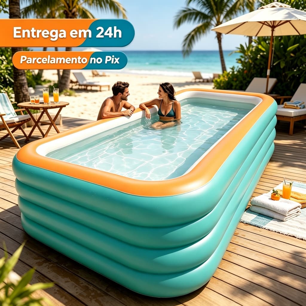 Piscina Inflável Familiar 4 Camadas, PVC Reforçado à Prova de Vazamento, Diversão de Verão no Quintal