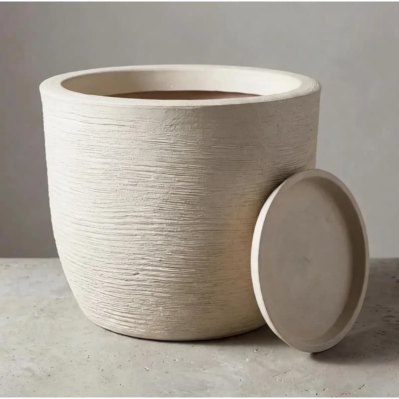 Vaso para Planta Em Polietileno Redondo Bojo Escovado N2 32X36 com Prato Coletor