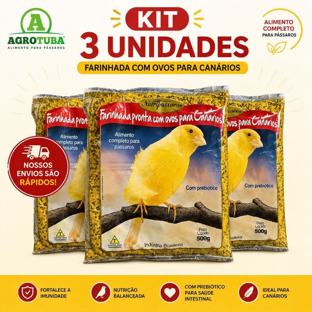 Kit 3 un - Farinhada Com Ovos para Canário Nutripássaros 500g