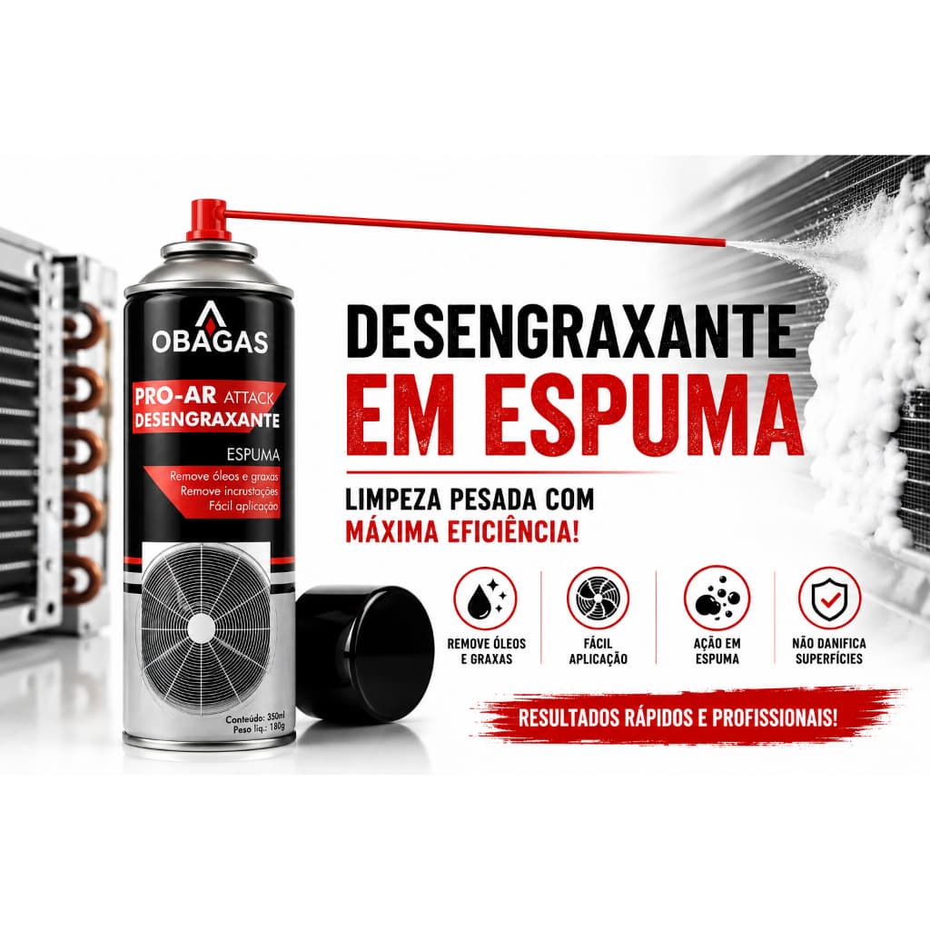 Desengraxante em Espuma Óleos Graxas Incrustações Facil Aplicação