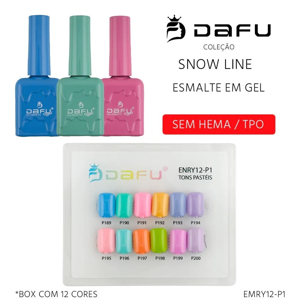 DAFU Royal Esmalte em Gel Kit Tons Pastéis 12 Cores 12ml UV LED Profissional -EMRY12-P1
