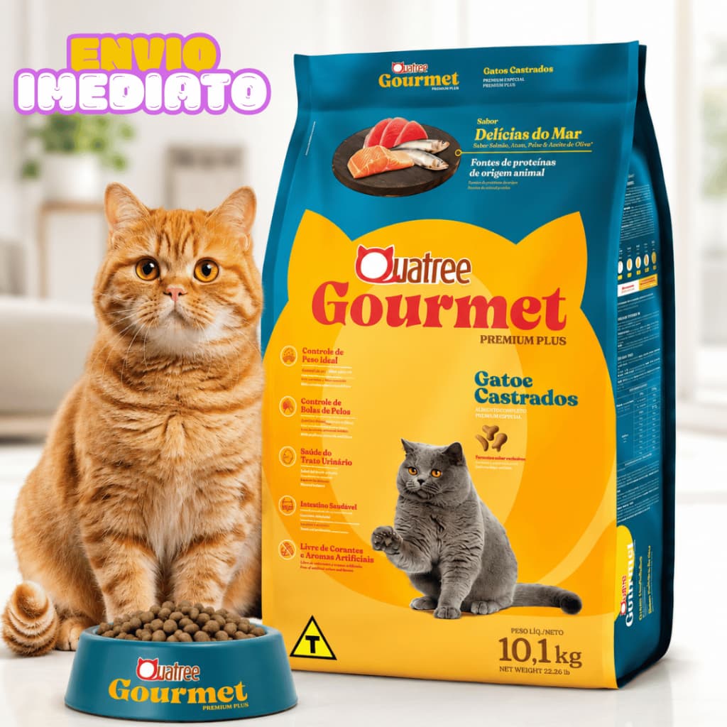 Ração Premium para Gatos Castrados 10KG Quatree Delícias do Mar  - Envio Imediato