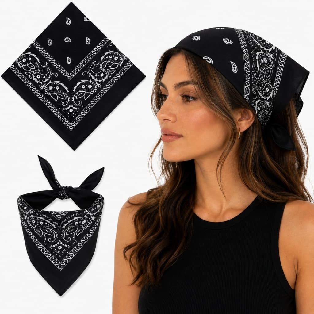 Bandana Lenço Estampado Cor Preto Unissex