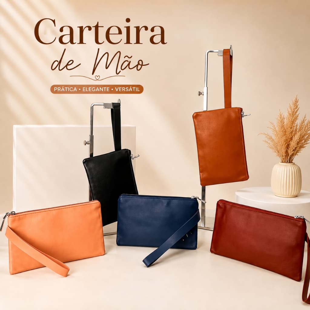 Carteira de Mão Feminina com Alça | Clutch Pequena Elegante para Festa e Dia a Dia