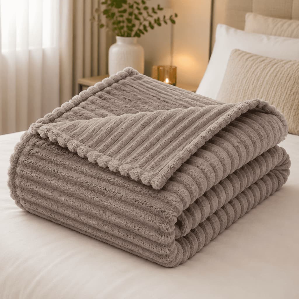 Manta Canelada Casal 2,00x1,80 Cobertor Super Macio Quentinho para Cama e Sofá