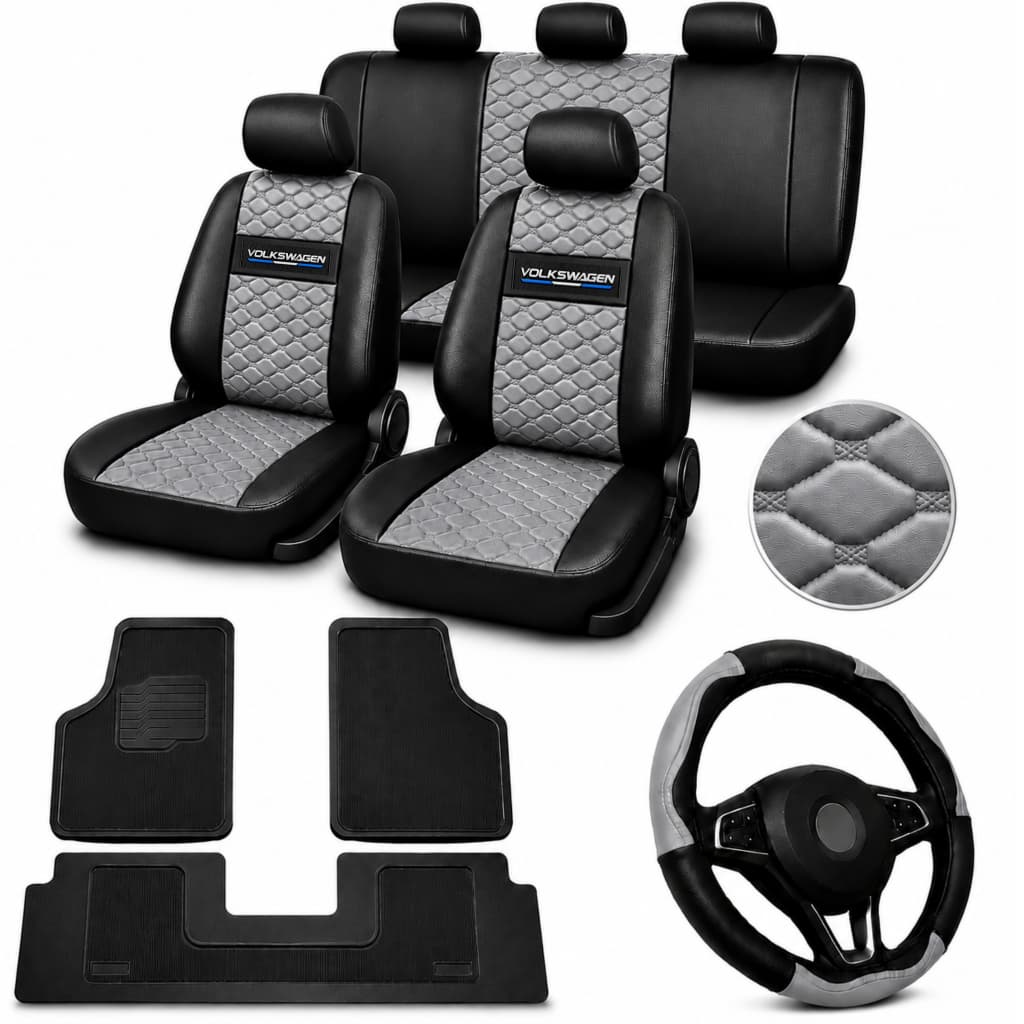 Capa Banco Carro 100% Couro Vw Voyage Gol Parati G2 G3 G4 G5 G6 G7 tapete de carro + capa de volante