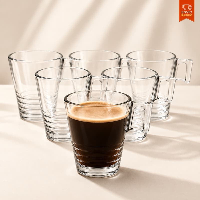 Jogo com 6 Xícaras de Vidro 80ml Wincy para Café Espresso Cappucino Kit de Xicara para café 6 peças