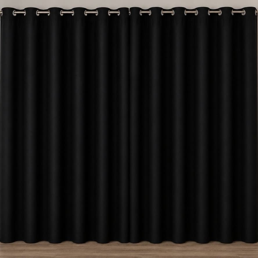 Cortina Blackout Ilhós 280x250 Preto Vedação Total Escuridão Plena Privacidade Elegante Indevassável