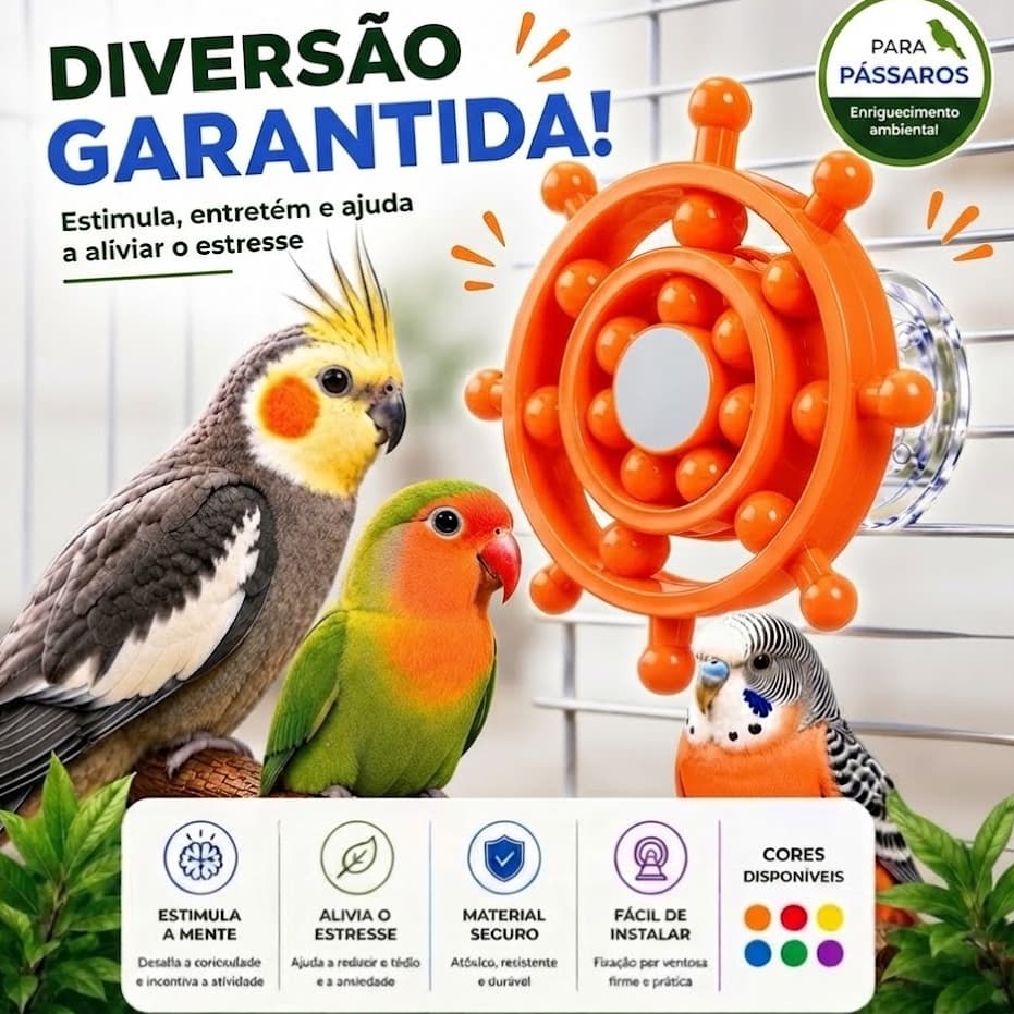 Como Deixar sua Ave Mais Inteligente e Feliz: Disco Giratório Interativo – Brinquedo Educativo para Aves, Periquitos, Ca