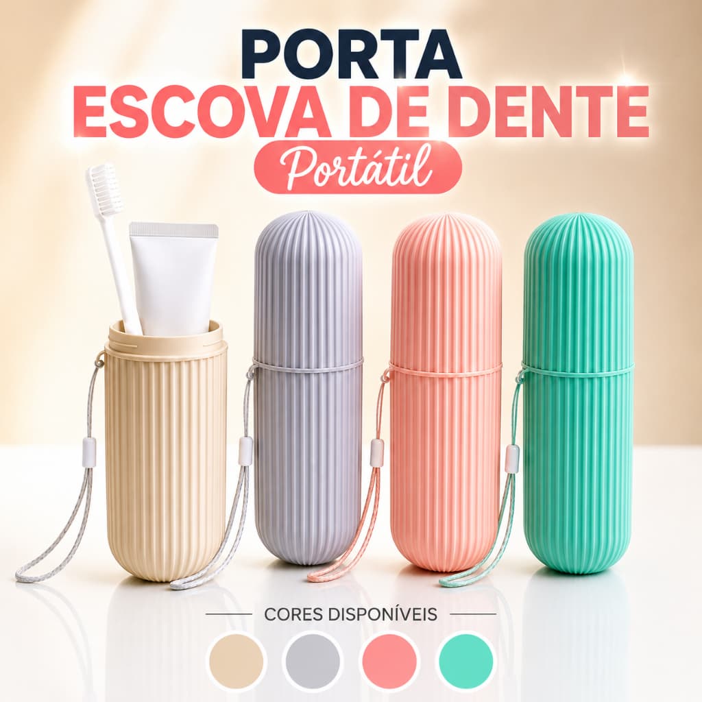 Porta Escova de Dentes Creme Dental com Tampa Estojo Plástico Multiuso Organizador Viagem Escola