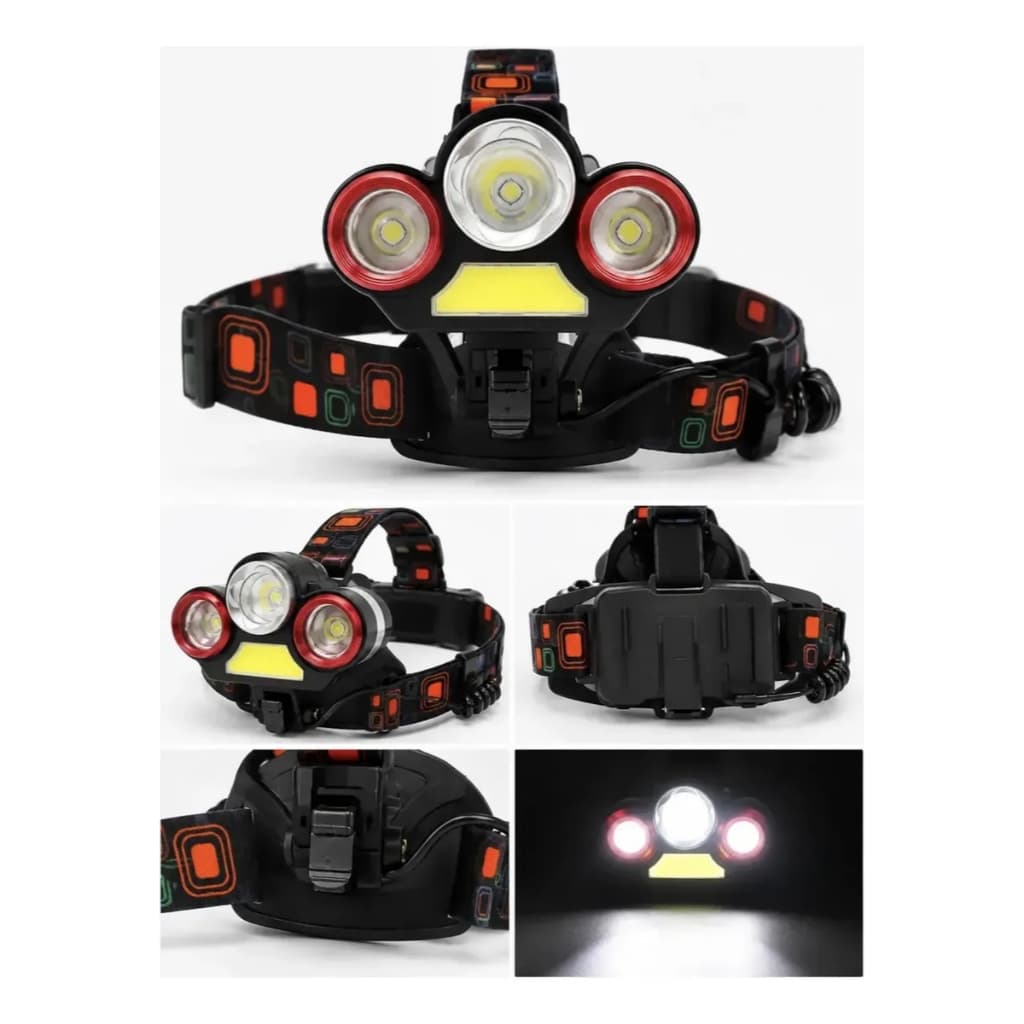Lanterna Cabeça Triplo T6 3 Led Cree Profissional Economica