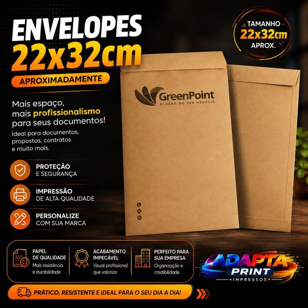 Envelopes A4 Personalizados Kraft / Pardo ou Branco