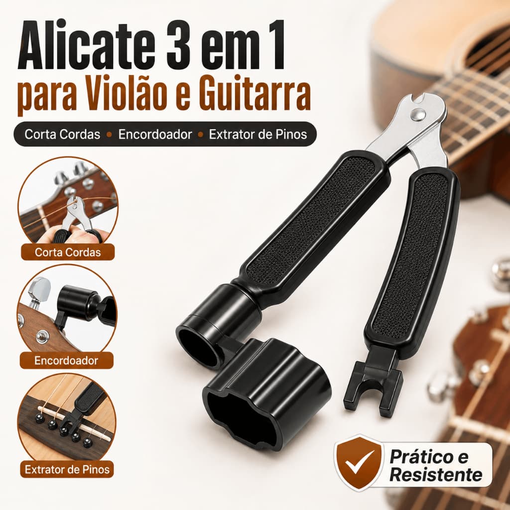 Alicate Manutenção Cordas Violão Cortador Enrolador Extrator