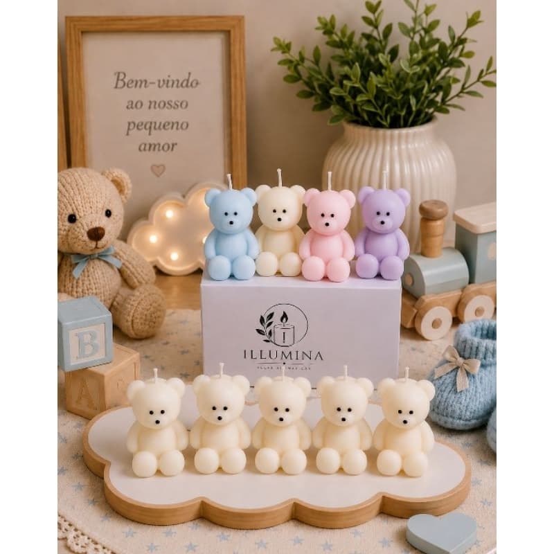 30, 40 ou 50 Mini Velas Ursinho Lembrancinha Bebê