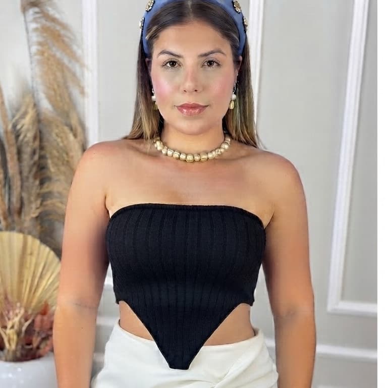 Top Femenino Moda Modelo Bico Lançamento Fio Modal